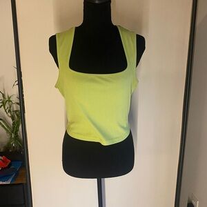 2 PACK|| Lime Green and Fuchsia Square-Neck Cropped Tank